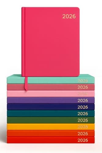 Image of Top Sale 2026 A4 2 Pages per Day Yearly Diary with Hard Cover and Matching Ribbon Marker - Pink