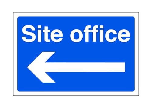 Image of Site office safety sign "arrow left" - safety sign- 3mm Aluminum Dibond for indoor/outdoor usage (300mm x 200mm) 7m Viewing Distance.