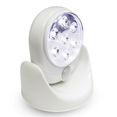 Image of Motion Sensor LED Light – 360° Rotating LED Wall Light – Cordless Battery Operated Night Lamp with 7 Super Bright Bulbs for Garden, Shed, Patio, Hallway, Indoor & Outdoor Use – White, 1pc