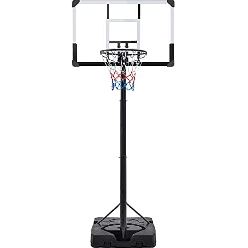 Image of Yaheetech Basketball Hoop Net Set 10ft Height Adjustable Basketball Backboard Stand System 2.28M-3.03M with 2 Wheels & 44 Inch Backboard for Teens, Youth & Adults