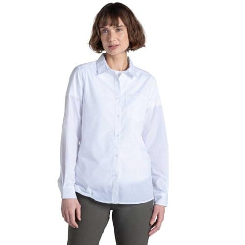Image of Craghoppers Womens Kiwi III Long Sleeve Hiking Shirt, White, 18 Plus UK