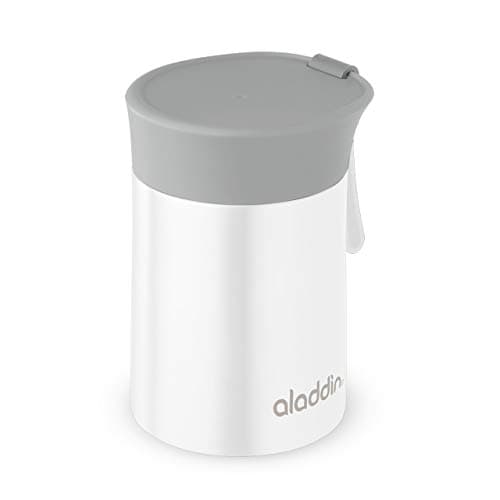 Image of Aladdin Enjoy Thermavac Stainless Steel Food Jar 0.4L White – Keeps Hot or Cold for 5.5 Hours - Double Wall Vacuum Insulation Lunch Box - Leakproof - Silicone Strap - BPA-Free