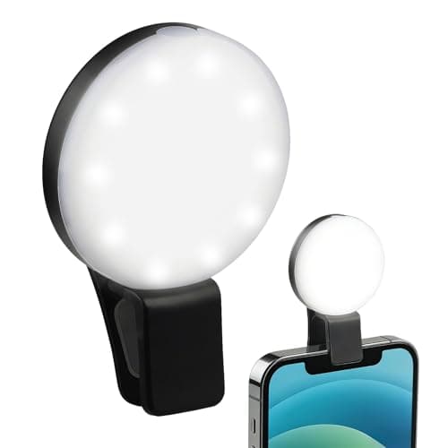 Image of Selfie Clip On Ring Light 3-Level Brightness Selfie Light with Clip 4 Modes Portable Phone Light for iPhone Tablet Laptop Webcast Make Up Live Streaming 25.5 Grams (black)