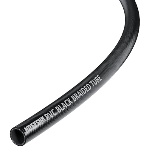 Image of 25mm (1") x 33mm (1-5/16") PVC Black Reinforced Braided Air, Water, Oil, Plastic Hose Tube 2 Metre