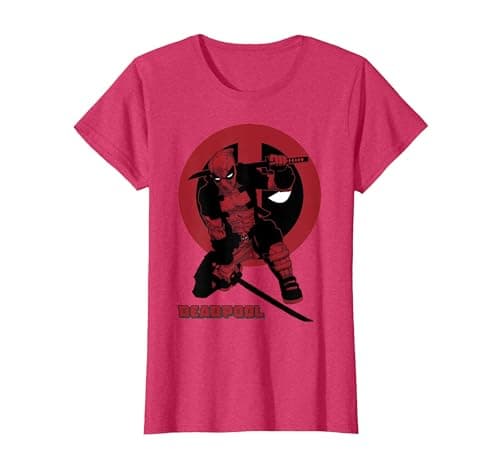 Image of Marvel Deadpool Samurai Style Portrait T-Shirt, Women, Red Heather, X-Large