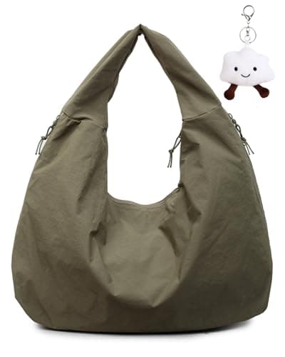 Image of Micmores Tote Bag for Women, Large Nylon Shoulder Lightweight Slouch Hobo Bag, Water-Resistant Work & Travel Handbag, Spacious Everyday Purse for Shopping(Green)
