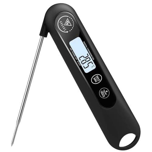 Image of DOQAUS Meat Thermometers, 3S Instant Read Food Thermometer, Accurate Meat Thermometer Probe With Backlight, Foldable Long Probe, Auto On/Off, Cooking Thermometers for Kitchen, BBQ, Water, Milk(Black)