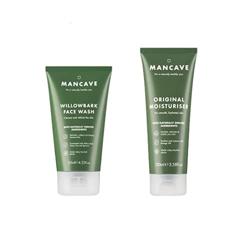 Image of ManCave Skincare Duo Giftset for Him featuring Willowbark Face Wash, 125ml and Original Moisturiser, 100ml