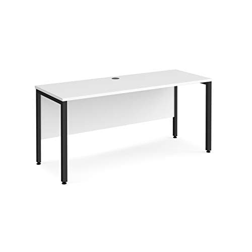 Image of Mr Office Maestro 25 straight desk 600mm deep - black bench leg frame, 1600, White