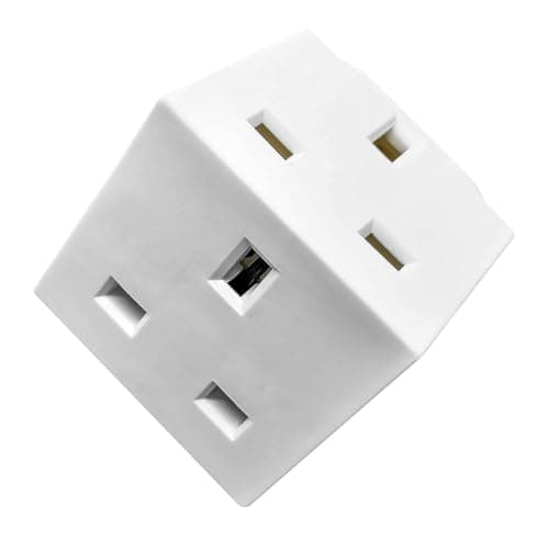 Image of LUXFAB 2 Way Double Plug Adaptor 3 Pin Power Adapter Plug Splitter 13A Multi Plug Adaptor 2 Way Plug Adapter UK Cube Electric Double Adapter Plug UK Wall Plug (2 Way (Pack of 1))