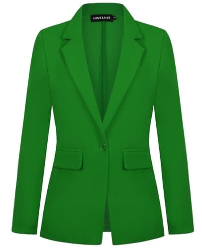 Image of MINTLIMIT Womens Blazer Suit Long Sleeve Jacket Blazers Notched Lapel Casual Elegant Classic Formal Workwear Suits with Button Pockets(Green Large)