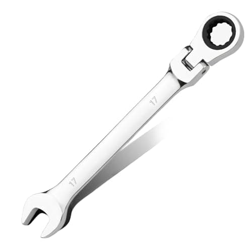 Image of Lotnery Flexible Head Ratchet Spanners, Metric Wrench, Chrome Vanadium Steel, Ratcheting Combination Wrench, Tool Wrench for Car Bicycle Repair at Home Workshop (17mm)
