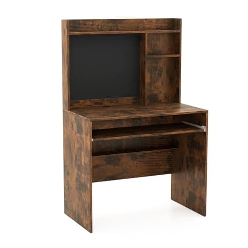 Image of CASART Computer Desk, Modern Home Office Desk PC Laptop Table with Hutch, Magnetic Bulletin Board, Keyboard Tray & Adjustable Shelf, Wooden Writing Table Computer Workstation for Study Bedroom Office