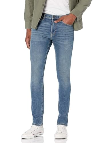 Image of Amazon Essentials Men's Skinny-Fit Stretch Jean - Discontinued Colours, Medium Blue Vintage, 38W / 30L
