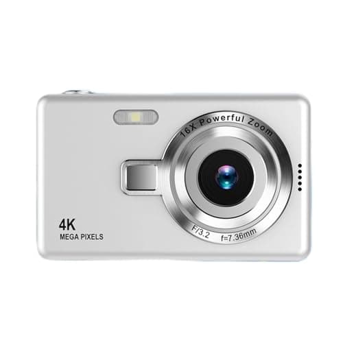 Image of Digital Camera with 2.4in TFT Screen, 12MP 1080P Camera, Digital Point and Shoot Camera with 16X Zoom Anti Shake, Compact Vlogging Camera for Boys Girls Student (Silver)