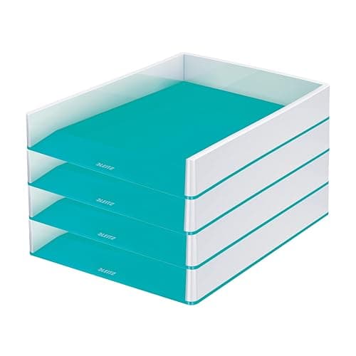 Image of Leitz Wow Duo Colour 53611051 Letter Tray Ice Blue Pack of 4