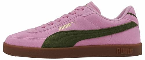 Image of PUMA Unisex Club II Era Suede Trainers, Pink Shimmer-Olive Green, 7 UK