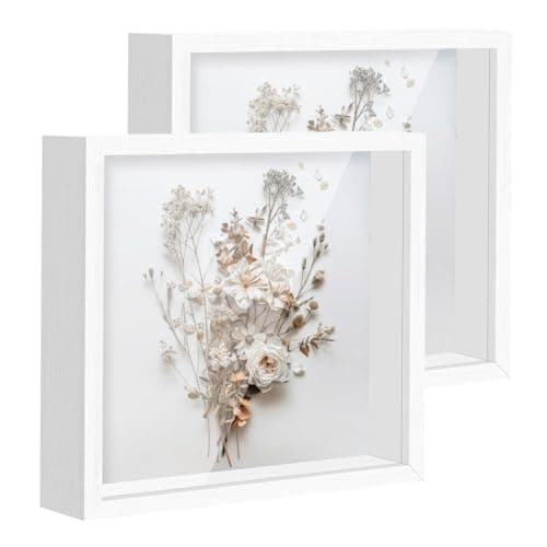 Image of Woobroo Set of 2Box Frames for Crafts 3D Deep 10-Inch (25x25x3cm) Shadow Display Cases, Wedding Anniversary Graduation Keepsake Frame