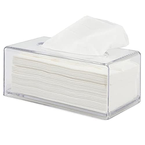 Image of aoory Tissue Box Holder Cover Sturdy Rectangular Napkin Dispenser Tissue Box Cover, Acrylic Tissue Holder Box Tissue Storage Box for House,Bathroom,Table,Office (Clear)