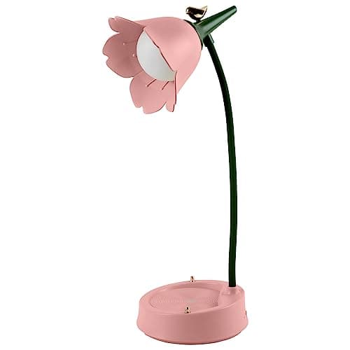 Image of himmel Children's Desk Lamp, Dimmable LED Table Lamp with 3 Colour Temperatures, Rechargeable Desk Lamp with Touch Sensor and Flexible Arm, USB Bedside Lamp for Reading, Learning (Pink)