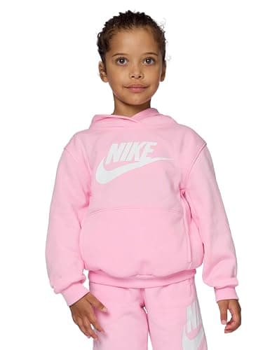 Image of Nike Unisex Children's Sportswear Club Fleece Hoodie, Medium Soft Pink/White, 4