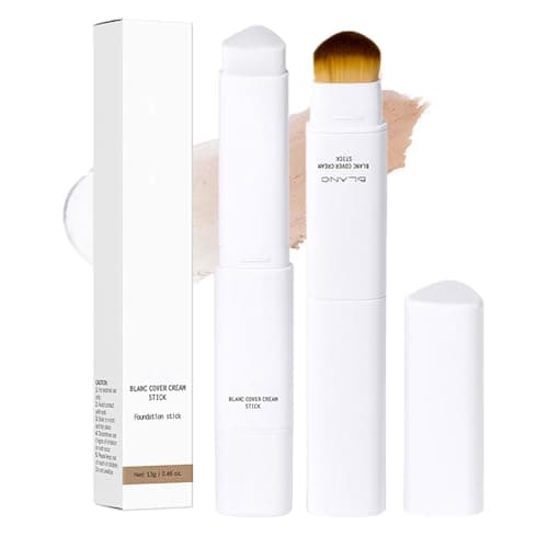 Image of Colour Changing Foundation Stick - 2 in 1 Korean Face Foundation Concealer Balm With Brush - Full Coverage White Color Foundation - Moisturizing Makeup Concealer Cream for All Skin Types