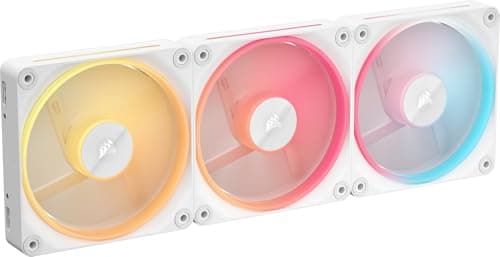 Image of Corsair iCUE LINK LX120-R RGB 120mm PWM Reverse Fans – Triple Fan Kit – Low-Noise, Magnetic Dome Bearing, Dual Light Loops, QuikTurn™ Screws, Zero RPM Mode – White