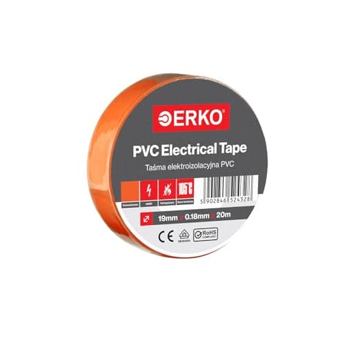 Image of ERKO Electrical Insulation Tape Orange 3/4in x 66ft PVC Wiring Repair, Flexible with Strong Adhesive Force, Chemical Resistant (19mm x 20m)