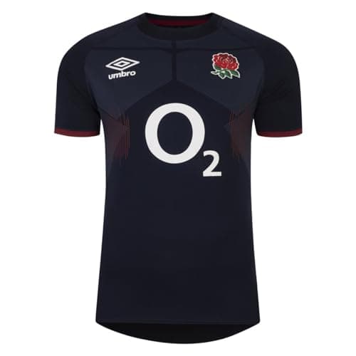 Image of Umbro England 2023/24 Kids Alternate Replica Rugby Jersey Shirt Navy/Red - YXL