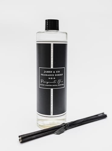 Image of James & Co Luxe Pomegranate Noir 200ml Reed Diffuser Refill Bottle with 6 Reeds