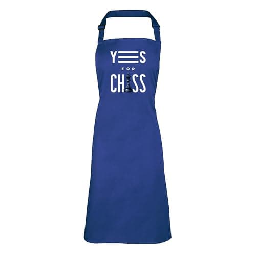 Image of Shopagift Yes for Chess Knight King Queen Board Game Adults Apron for Cooking Chef DIY Kitchen - Blue
