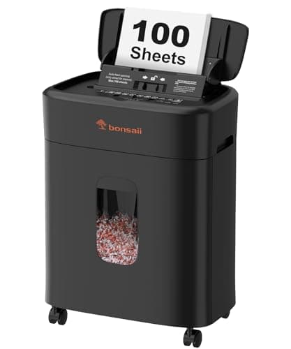 Image of Bonsaii 100-Sheet Auto Feed Paper Shredder, P-4 Micro Cut Heavy Duty shredder, Up to 30-Minute Continuous, Anti-Jam Shredders with 16L Bin for Home Office use, Black, C231-D