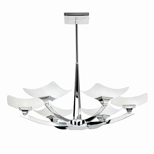 Image of National Lighting Lennon Decorative 6 Way Silver Chrome G9 LED Compatible Pendant Ceiling Light with Scavo Effect Glass Shades 665mm