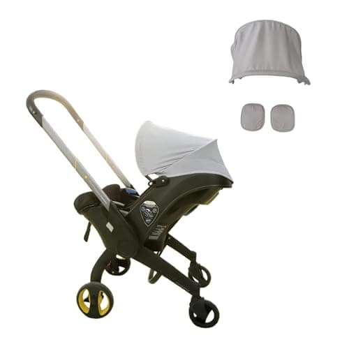 Image of Compatible with Doona Green Car Seat Cover - Doona Replacement Hood & Stroller Accessories Replacement, 1 Canopy + 2 Shoulder Pads Sun Shade Breathable Durable for Infant Travel Daily Use (Light Grey)