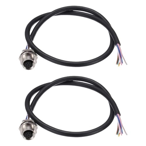 Image of sourcing map 2Pcs M12 8 Pin Female Aviation Connector Cable, 1.6ft Panel Mount Electrical Connector Adapter Female Cordset 30V 2A