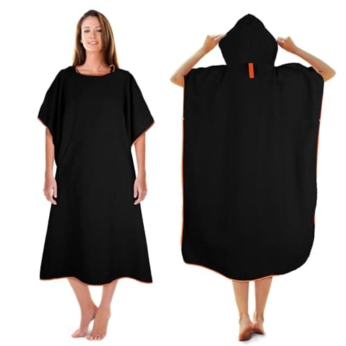Image of KUOGAS Changing Robe Towel Poncho with Hood for Surfing Swimming Wetsuit Changing,Compact & Light Weight (Navy Blue, 01-Medium) (Black, 02-Large)