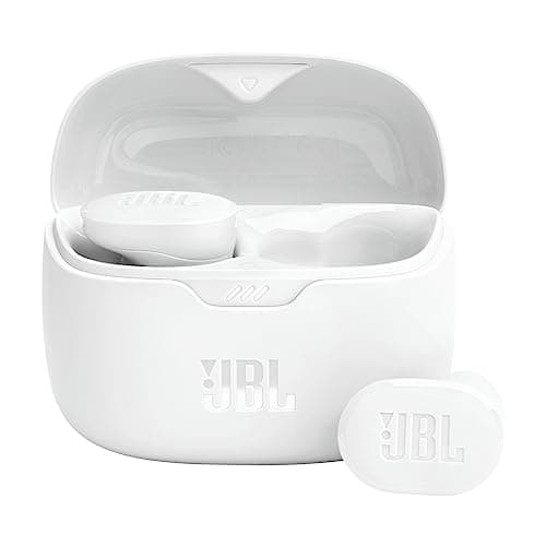 Image of JBL Tune Buds Earphones, Bluetooth and Wireless, Water Resistant and Noise Cancelling with up to 48 Hours Battery Life, in White