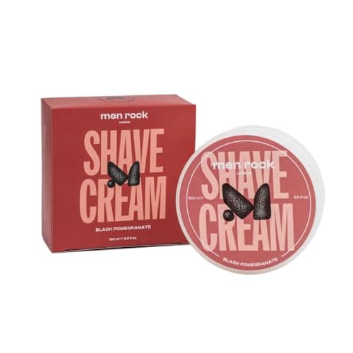 Image of Men Rock Black Pomegranate Shave Cream – Rich Lather & Smooth Finish – Hydrating & Nourishing Shaving Cream for Men – Vegan & Cruelty-Free – Classic Wet Shaving Soap Experience, 100ml