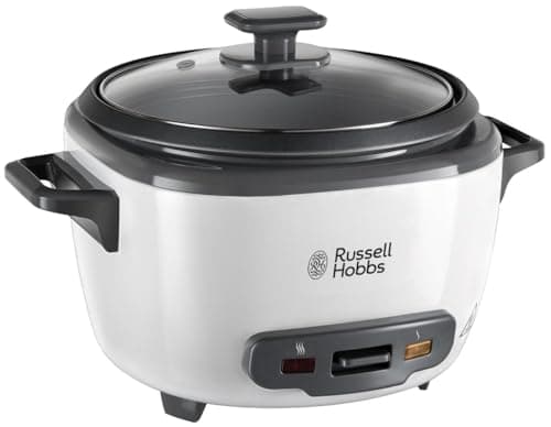 Image of Russell Hobbs Electric Rice Cooker - 2kg (14 Portion - 145g per serving) Removable non stick bowl, Dishwasher-safe bowl & lid, Steamer basket, measuring cup & spoon inc, Energy Saving, 500W, 27040