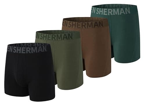Image of Ben Sherman Men's Micro Modal Boxer Briefs Underwear Lux Modal Moisture Wicking, Ultra Soft, Breathable & Comfortable, Black/Green/Brown/Hunter Green, M