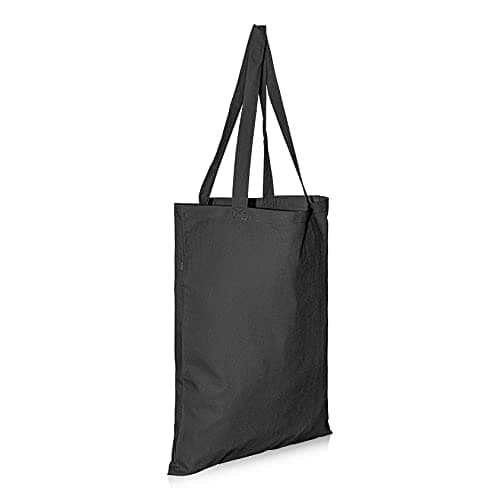 Image of IMFAA Large 100% Cotton Canvas Reusable Shoulder/Hand Tote Shopping Bags in different designs (Black, 1)