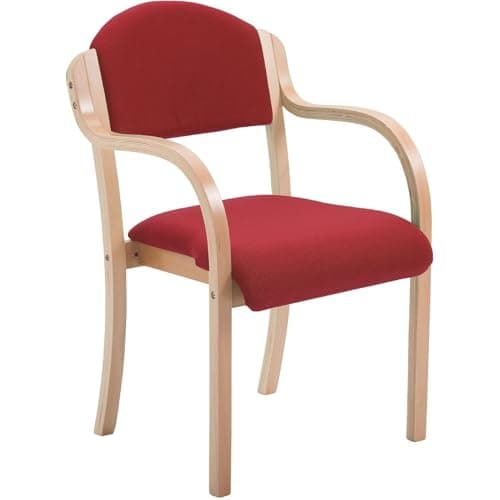 Image of BiGDUG Office Furniture Online Devonshire Stacking Armchair - Wooden Frame Stackable Reception Chair - Wine Red