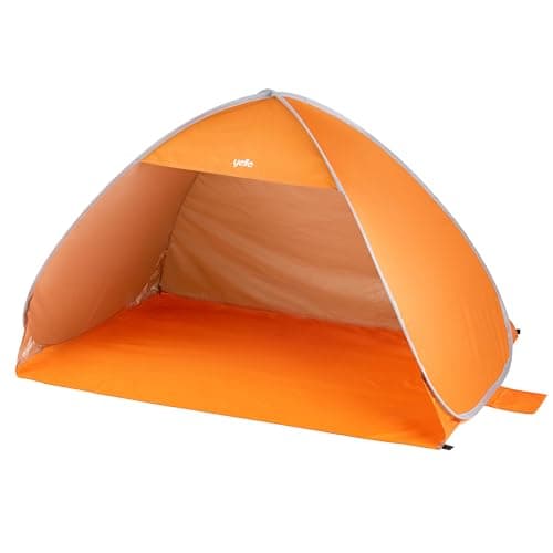 Image of Yello Pop Up Beach Shelter, 2-3 Person with UPF 50+ UV Protection, Lightweight Beach Sun Shelter, Easy Set Up, Beach, Camping, Picnic, Orange
