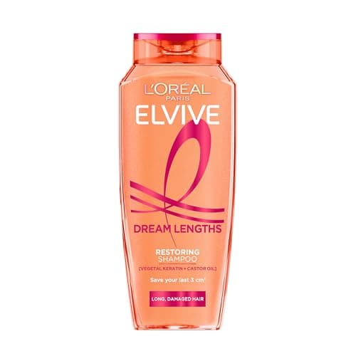 Image of L'Oréal Paris Elvive Dream Lengths Restoring Shampoo, Vegetal Keratin & Castor Oil, Repairs Fragile Long Hair, Seals Split Ends, for Stronger, Longer Hair, All Hair Types, 400ml