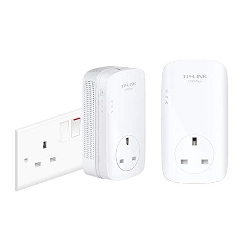 Image of TP-Link TL-PA8010PKIT 1200 Mbps Gigabit Passthrough Powerline Starter Kit, UK Plug (Renewed)