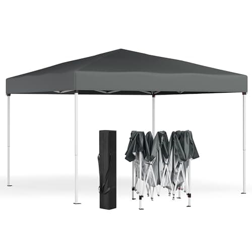 Image of SONGMICS Gazebo 3m x 3m, Pop Up Gazebo, UPF 50+ UV Protection, Drizzle-Resistant Folding Canopy Tent, Portable Outdoor Shade Tent with Carry Bag, for Garden, Patio, Market, Dark Grey GCT102GZ01