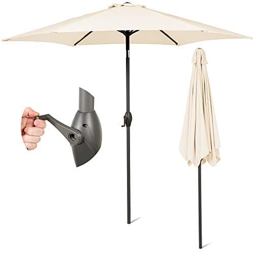 Image of SUNMER 2.7M Garden Parasol - Sun Shading Umbrella with Easy Crank Lift & Tilt Mechanism - UV 30+ Water Repellent 180g/m² Polyester - Heavy Duty ø 38mm Steel Pole - Large Patio Shade - Ivory