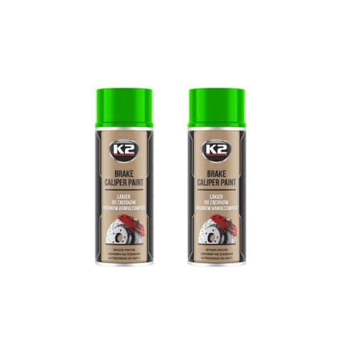 Image of PG K2 Green Brake Caliper Spray Paint, 260°C Heat Resistant Lacquer, OEM Quality, 400ml, 2 Cans