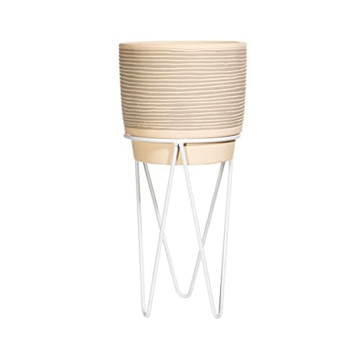 Image of Sass & Belle Grey Striped Planter With Wire Stand