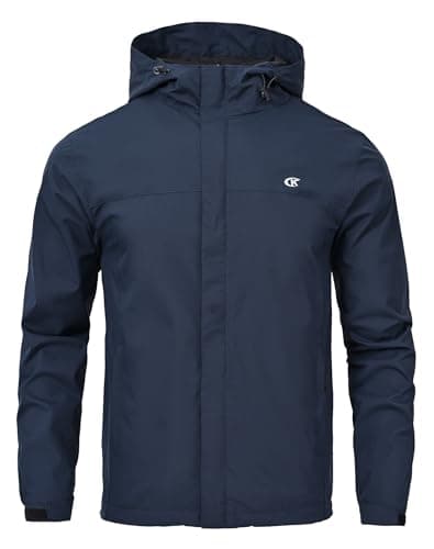 Image of Huayuzh Men's Softshell Jackets Mens Waterproof Jacket Outdoor Lightweight Breathable Windbreaker Hiking Camping Coat Navy Blue XL